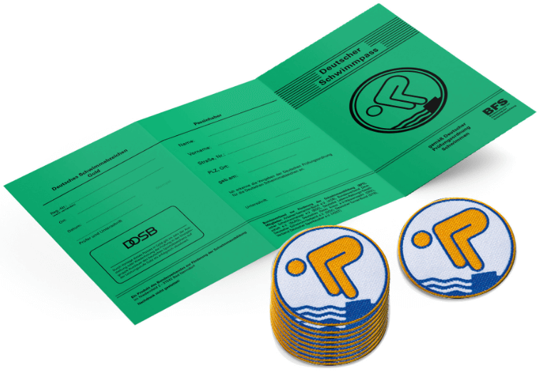 Schwimmpass Gold mit Abzeichen
